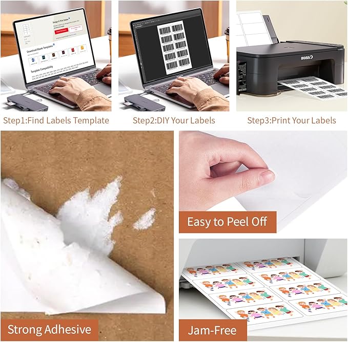 2"x 4" (25 Sheets) Address Labels, Labels Sticker Paper for Laser/Ink Jet Printer, Printable and Writable White Sticker Labels- Matte, 10 per Page Labels (Total 250 Labels)