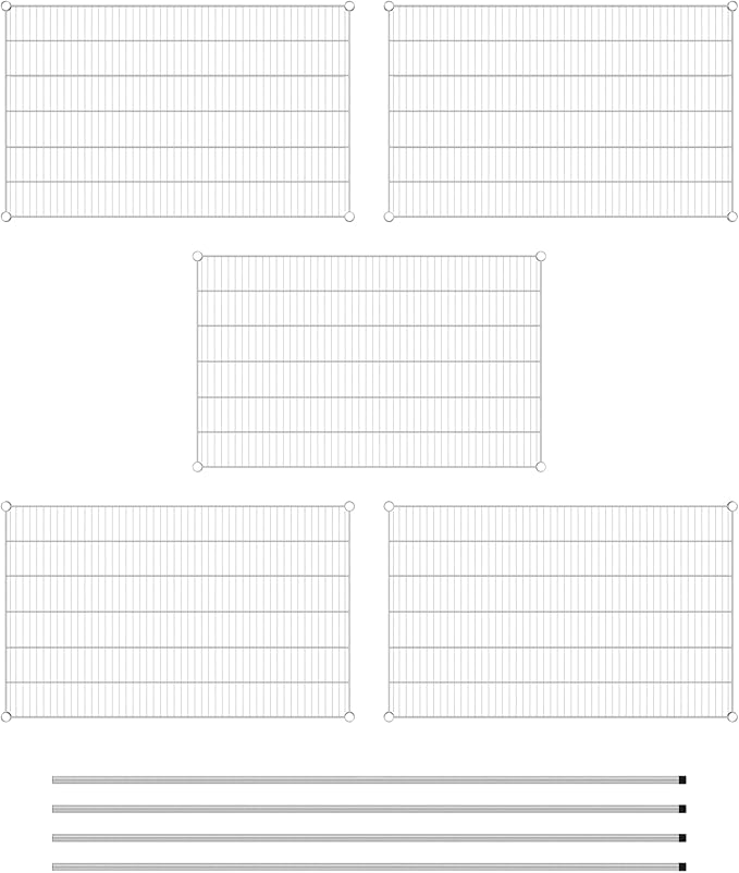 Commercial NSF Listed Chrome Stationary Wire Shelving Kit 30" x 48" x 86", with 5 Shelves Perfect for Warehouse, Walk-in Refrigerator, Freezer, Grocery Store, Restaurant, Dishroom