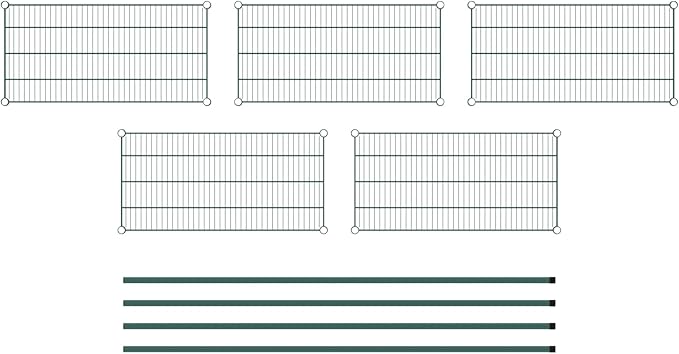 Commercial NSF Listed Green Epoxy Stationary Wire Shelving Kit 18" x 36" x 74", with 5 Shelves Perfect for Warehouse, Walk-in Refrigerator, Freezer, Grocery Store, Restaurant, Dishroom