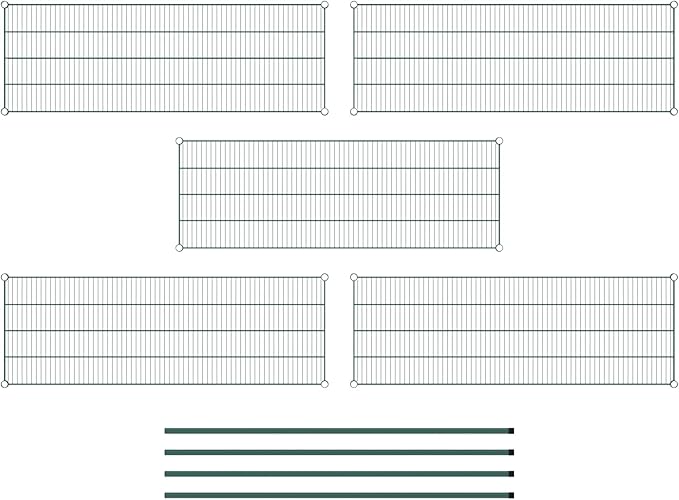 Commercial NSF Listed Green Epoxy Stationary Wire Shelving Kit 21" x 60" x 64", with 5 Shelves Perfect for Warehouse, Walk-in Refrigerator, Freezer, Grocery Store, Restaurant, Dishroom