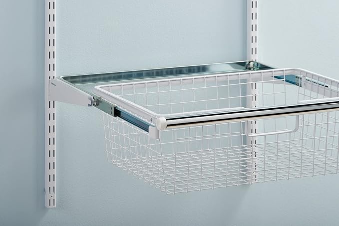 Rubbermaid Configurations Sliding Basket for Closet Drawer Organization, White, Sturdy Slide Out Basket for Home/Laundry/Bathroom/Mudroom/Pantry/Linen Closet