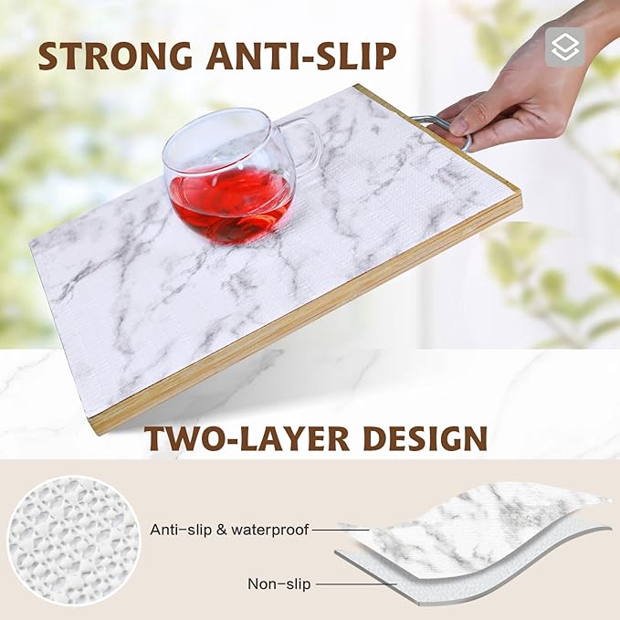 Shelf Liners for Kitchen Cabinets 12in x 20FT, Non Adhesive Drawer Liner Marble Pattern Thickened Shelf Liner Non-Slip Easy to Clean for Tool Box Refrigerator with Knife and Tape Measure