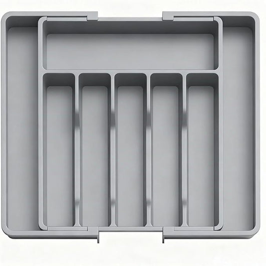 Expandable Large Silverware Tray For Drawer Organizer, Kitchen Cooking Utensil Drawer Organizer For Spoons Forks Knives, Adjustable Cutlery Flatware Holder 13"-22.4" X 14.7" X 2" (Gray)