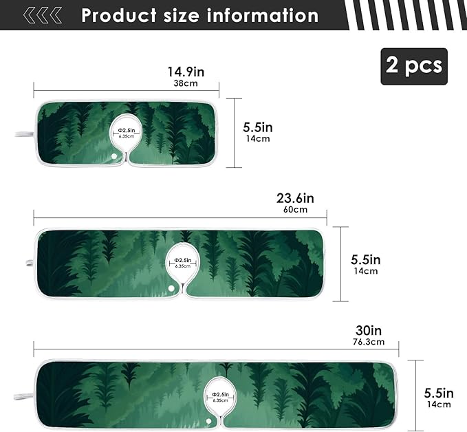 2 PCS Kitchen Sink Splash Guard 23.6 Inch Faucet Mat for Kitchen Sink Bathroom Sink Faucet Absorbing Drip Drain Mat Pad Microfiber Soft Washable Green Mountain Forest Trees