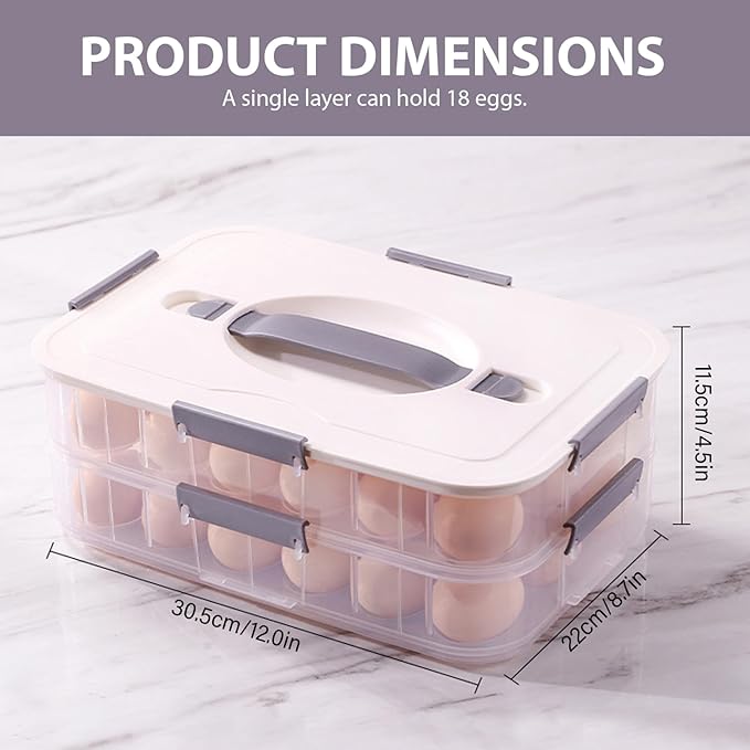 Ngbbby Deviled Egg Carrier with Lid, 2-Layer Plastic Stackable Trays, Clear Deviled Egg Tray 36 Holder for Fridge