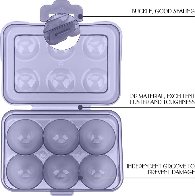 Portable Stackable Egg Storage Box, 2-Pack 6-Count Egg Holders with Lids for Refrigerator, Travel & Camping, Blue PP Egg Tray Organizer