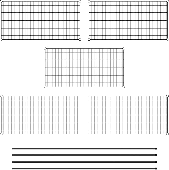 Commercial NSF Listed Black Epoxy Stationary Wire Shelving Kit 24" x 48" x 86", with 5 Shelves Perfect for Warehouse, Walk-in Refrigerator, Freezer, Grocery Store, Restaurant, Dishroom