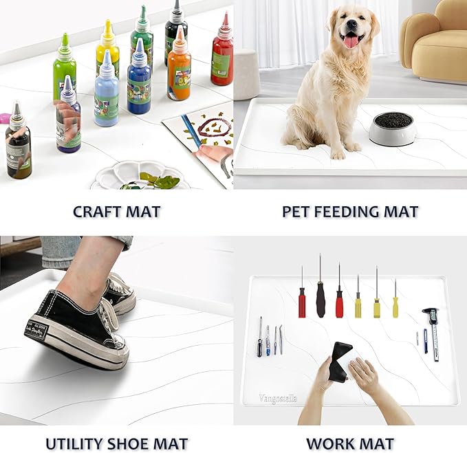 Vangostella Heavy Duty Silicone Under Sink Mats for Kitchen Waterproof 37" x 19", Extra Thick Under Sink Rubber Mat Drip Tray, Raised Edge Under Sink Liner,Prevent Drips, Leaks, Spills,White
