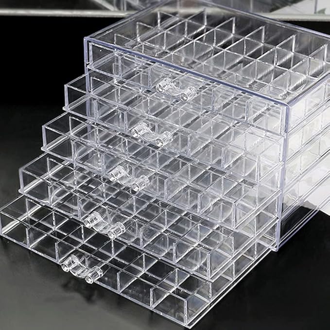 Earring Storage Box Acrylic Jewelry Storage Holder Ring Clear Plastic Transparent Jewelry Display Stand with 5 Drawers 120 Small Compartment Tray for Women Girls