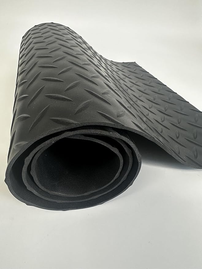Rubbersheet Warehouse Cuttable Non Slip Mat, Tool Box Liner, Drawer Liners, Shelf Liners for Kitchen Cabinets Non-Adhesive, 16inch x 6 ft (Diamond Plate)