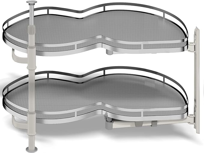 Blind Corner Cabinet Pull Out Organizer, Soft Close Swing Right Pull Out Cabinet Organizer 30inch, Corner Cabinet Lazy Susan for Blind Shelf, 2 Tiers Tray, Adjustable Height