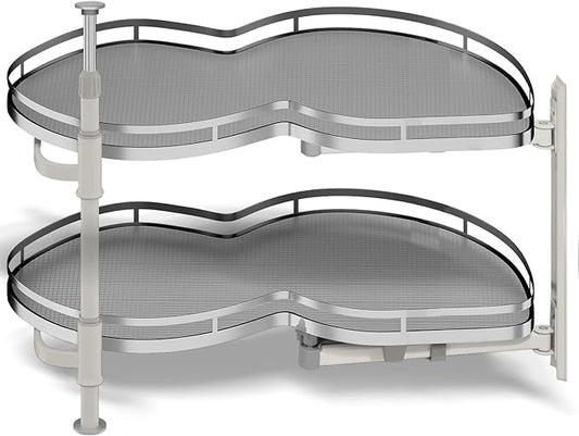 Blind Corner Cabinet Pull Out Organizer, Soft Close Swing Right Pull Out Cabinet Organizer 30inch, Corner Cabinet Lazy Susan for Blind Shelf, 2 Tiers Tray, Adjustable Height