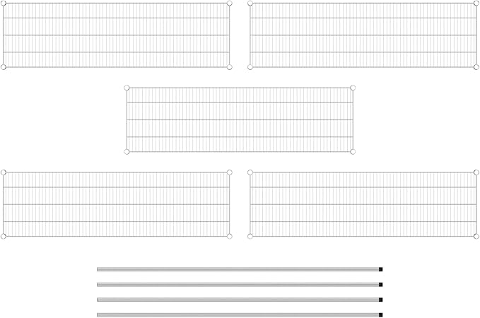 Commercial NSF Listed Chrome Stationary Wire Shelving Kit 18" x 60" x 74", with 5 Shelves Perfect for Warehouse, Walk-in Refrigerator, Freezer, Grocery Store, Restaurant, Dishroom