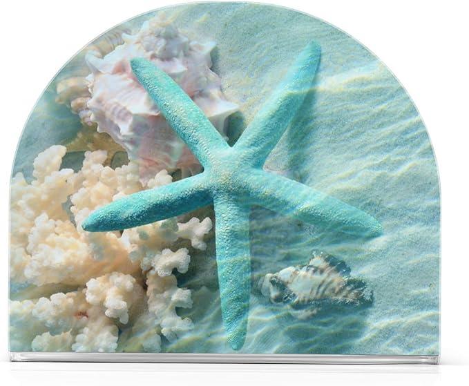 Seashell Starfish Summer Beach Napkin Holder for Table Paper Napkins Holder Acrylic Tissue Dispenser Kitchen Dining Room Bathroom Party Car Decor