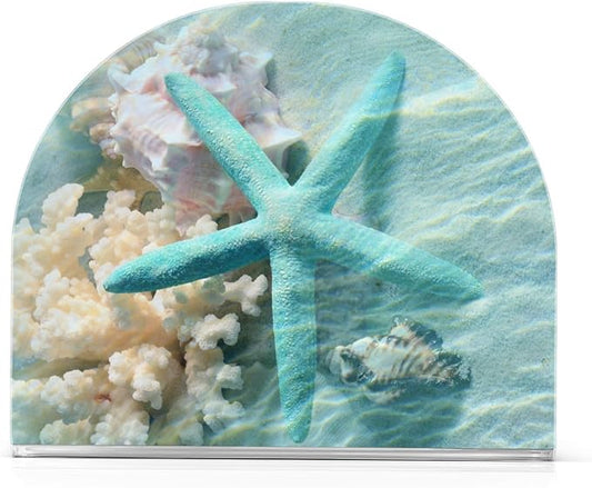 Seashell Starfish Summer Beach Napkin Holder for Table Paper Napkins Holder Acrylic Tissue Dispenser Kitchen Dining Room Bathroom Party Car Decor