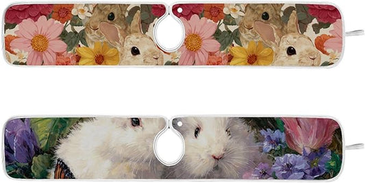 2 PCS Kitchen Sink Splash Guard 30 Inch Faucet Mat for Kitchen Sink Bathroom Sink Faucet Absorbing Drip Drain Mat Pad Microfiber Soft Washable Easter Bunny Eggs Flowers Butterfly