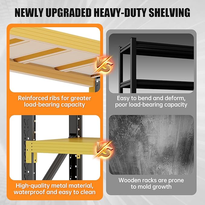 60" W Storage Shelves, 5000LBS Metal Garage Shelving Heavy Duty, 4 Tier Heavy Duty Shelving Unit, Garage Storage Shelves Rack, Industrial Shelving for Shop, Warehouse, Basement, 60" W x 24" D x 79" H