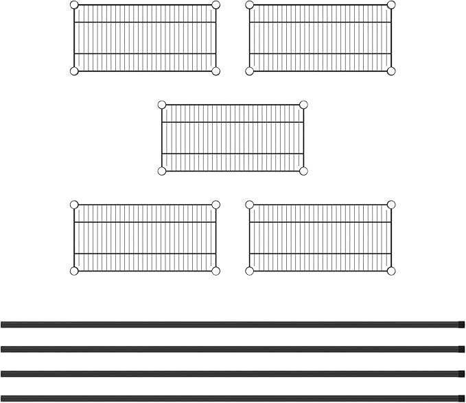 Commercial NSF Listed Black Epoxy Stationary Wire Shelving Kit 12" x 24" x 74", with 5 Shelves Perfect for Warehouse, Walk-in Refrigerator, Freezer, Grocery Store, Restaurant, Dishroom