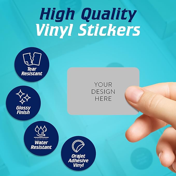 100 Custom Vinyl Stickers - Upload Your own Image, Text, Design, Logo - Personalized Logo Labels for Handmade, Packaging, Bottle, Jars, Candle, Brand Stickers (Gray, 6x4)
