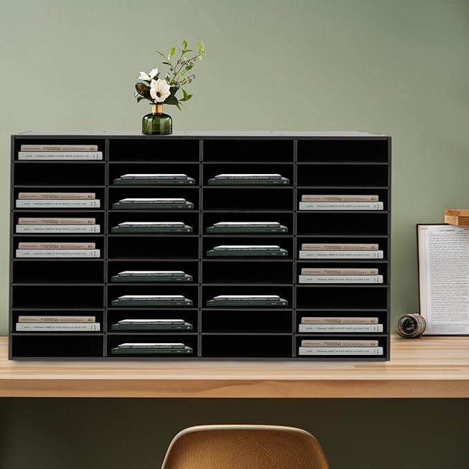 36 Compartment File Organizer - Document Storage Cabinet with Detachable Partitions, Anti-Slip Pads, for Office Home School