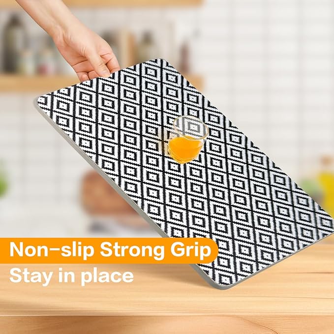 Quttisay Shelf Liner for Kitchen Cabinets,Non Adhesive Cabinet Liner,Non-Slip Drawer Liner,Waterproof Shelf Liner Easy to Clean Strong Grip Liner for Cabinets,Drawers,(Geometric 12 in x 16.4 FT)