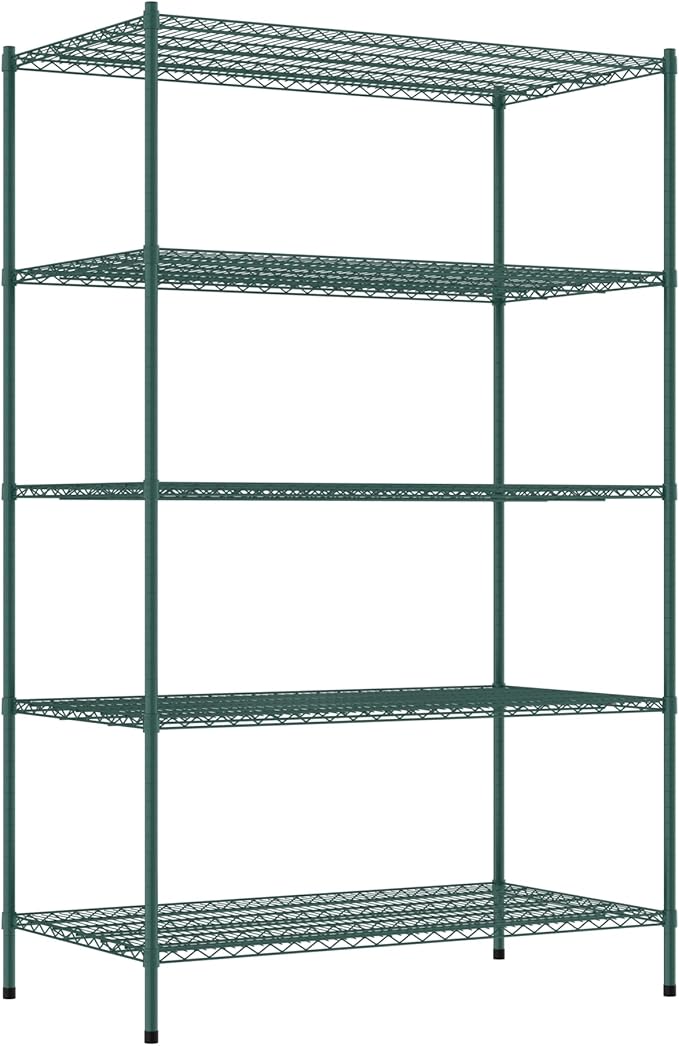 Commercial NSF Listed Green Epoxy Stationary Wire Shelving Kit 30" x 54" x 86", with 5 Shelves Perfect for Warehouse, Walk-in Refrigerator, Freezer, Grocery Store, Restaurant, Dishroom