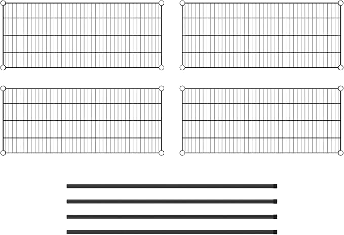 Commercial NSF Listed Black Epoxy Stationary Wire Shelving Kit 18" x 42" x 54", with 4 Shelves Perfect for Warehouse, Walk-in Refrigerator, Freezer, Grocery Store, Restaurant, Dishroom