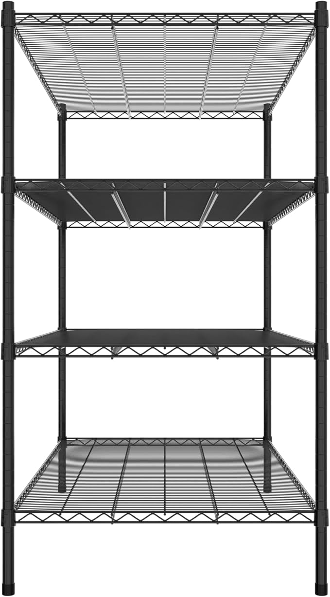 Commercial NSF Listed Black Epoxy Stationary Wire Shelving Kit 30" x 54" x 54", with 4 Shelves Perfect for Warehouse, Walk-in Refrigerator, Freezer, Grocery Store, Restaurant, Dishroom