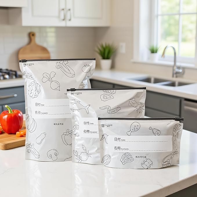 Reusable Aluminum Foil Sealable Storage Bags - aluminum foil Freezer Bags, reusable freezer food grade fresh keeping and meal prep,Suitable for Vegetable, Fruit, Meat, and More (Large-10pcs)