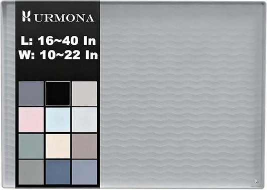 URMONA 31'' x 22'' Waterproof Silicone Under Sink Mat Cabinet and Counter Protector, Shelf Liner for Kitchen and Bathroom, Storage and Organizers, Litter Mat, Pet Cat Puppy Essentials(Fog)