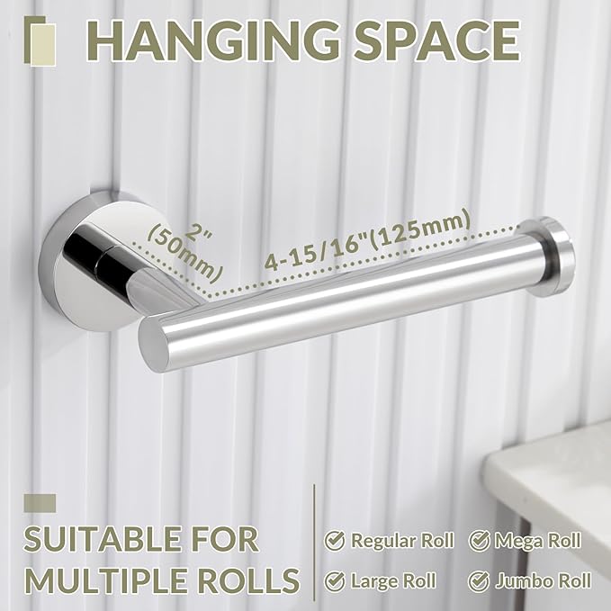 Toilet Paper Holder Polished Chrome, APLusee 304 Stainless Steel Tissue Roll Hanger, Round TP Roll Dispenser for Bathroom Kitchen Washroom, Wall Mount