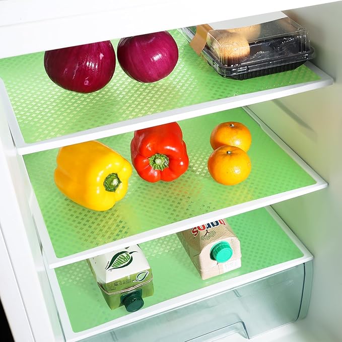 StaHom Fridge Liner Shelf Liners for Kitchen Cabinet Refrigerator Liners Waterproof & Oil-Proof Kitchen Cupboard Liner Non Adhesive Drawer Mats EVA Material for Shelves -Green 11.8 x 118 Inches