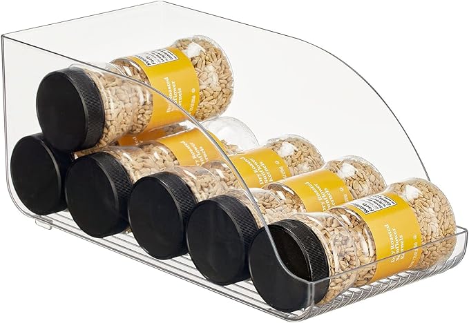 mDesign Compact Plastic Kitchen and Pantry Storage Organizer Bin for Tall Skinny Soda/Pop Cans - Kitchen, Pantry, Cabiner, Freezer, Refrigerator - 2 Pack - Clear - 14 x 6.75 x 6