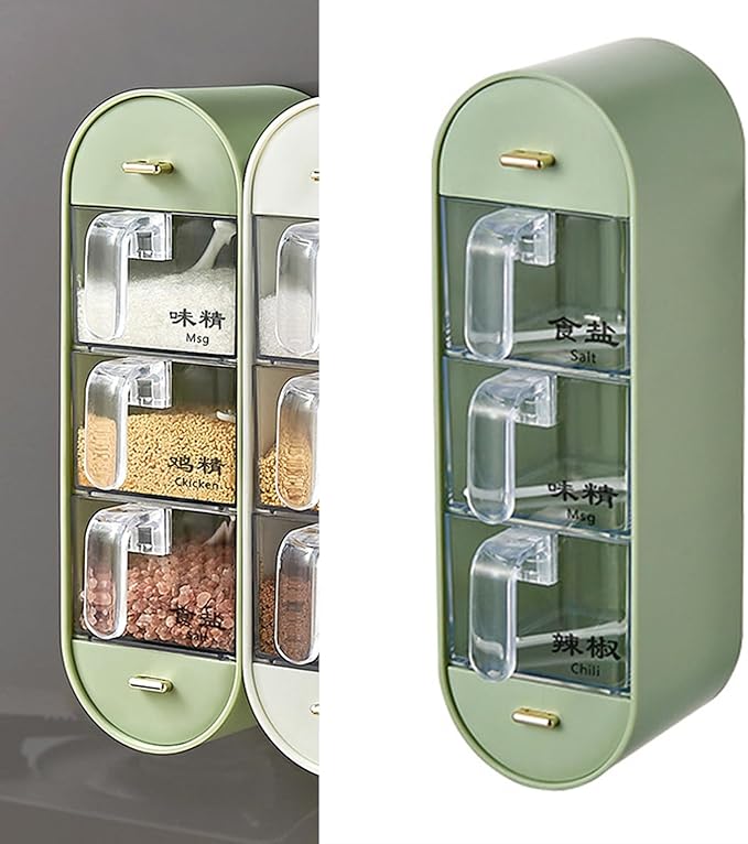 Wall Mounted Seasoning Box, Versatile Jar Storage Container with Multiple Compartments, for Home Kitchen Organization