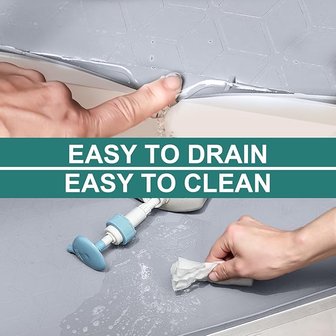CANIVI Under Sink Mat, 34" x 19" Waterproof Silicone Under Sink Tray for Kitchen & Laundry Cabinets, Kitchen Cabinet Shelf Protector, Up to 3.3 Gallons Liquid, Fits 36 inch Standard Cabinet Light Grey