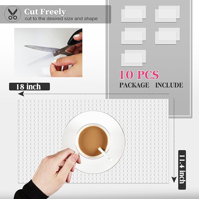 Daixers 10Pcs Refrigerator Liners, Washable Fridge Liner Shelf Mats Refrigerator Pads for Cupboard Cabinet Drawer Home Kitchen Accessories Organization (Clear)