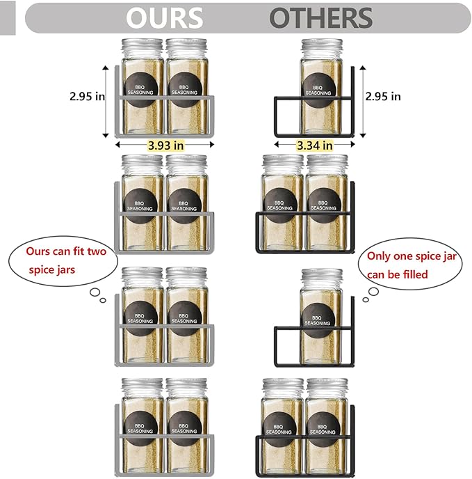 SMRCAD Magnetic Spice Rack for Refrigerator Seasoning Organizer for Spice Fridge Shelf storage Magnetic Shelf with Hook for Oven (4pack-Grey)