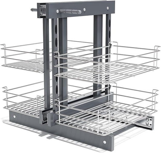Blind Corner Pull Out Organizer for 32" Cabinet Left Open & Right Open Compatible 2 Tier 4 Shelves Adjustable Height