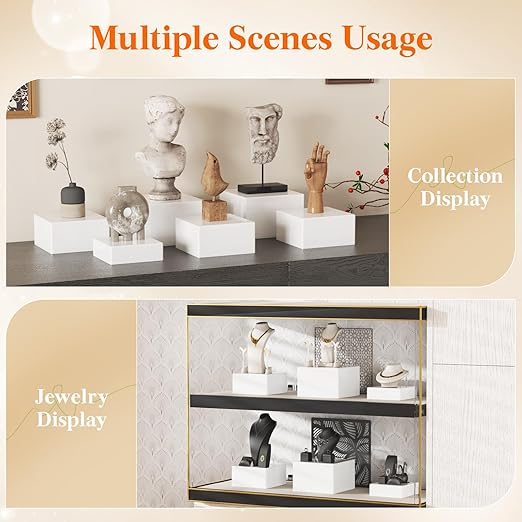 Lifewit 6 PCS Buffet Risers and Stands, Food Risers for Buffet Table, Catering Dessert Cake Holder for Party, Collectibles Jewelry Display Shelf, Nesting Cube Boxes, White, (6",7",7.8")