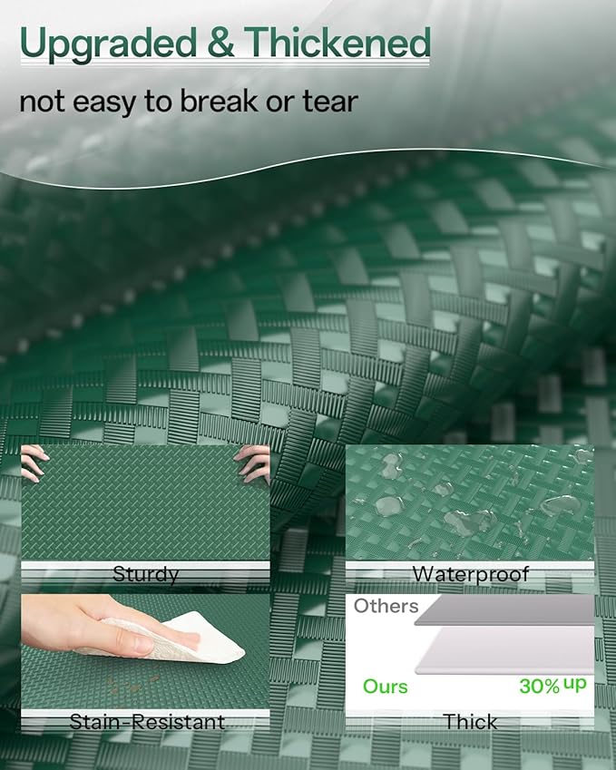 Shelf and Drawer Liner for Kitchen Cabinet, Non-Adhesive 12in x 240in Waterproof Contact Paper Refrigerator Liners Thickened Durable EVA Material Non Slip Mat for Dresser Cupboard Pantry Protector