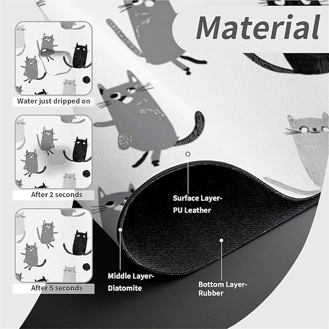 Kitchen Sink Splash Guard，Cute cartoon cat Faucet Mat Sink Gadgets-Super Absorbent Fast Drying Mat Drip Catcher for Kitchen, Bathroom,Sink Mat, Dish Drying Mat, Bathroom(15" X 5.5" )