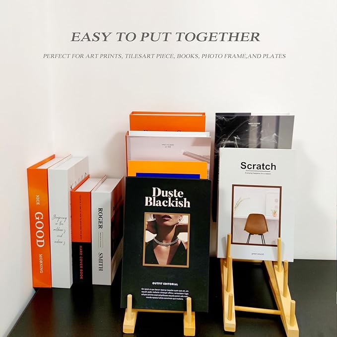 2 Pack Plate Stands For Display,Wooden Plate Holders for Displaying,5-Tier Craft Show Display Stands For Tabletop Book, Artwork, Photo, Record, Magazine and Platter