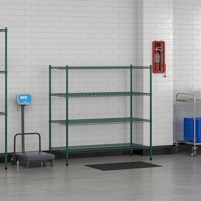 Commercial NSF Listed Green Epoxy Stationary Wire Shelving Kit 24" x 54" x 54", with 4 Shelves Perfect for Warehouse, Walk-in Refrigerator, Freezer, Grocery Store, Restaurant, Dishroom