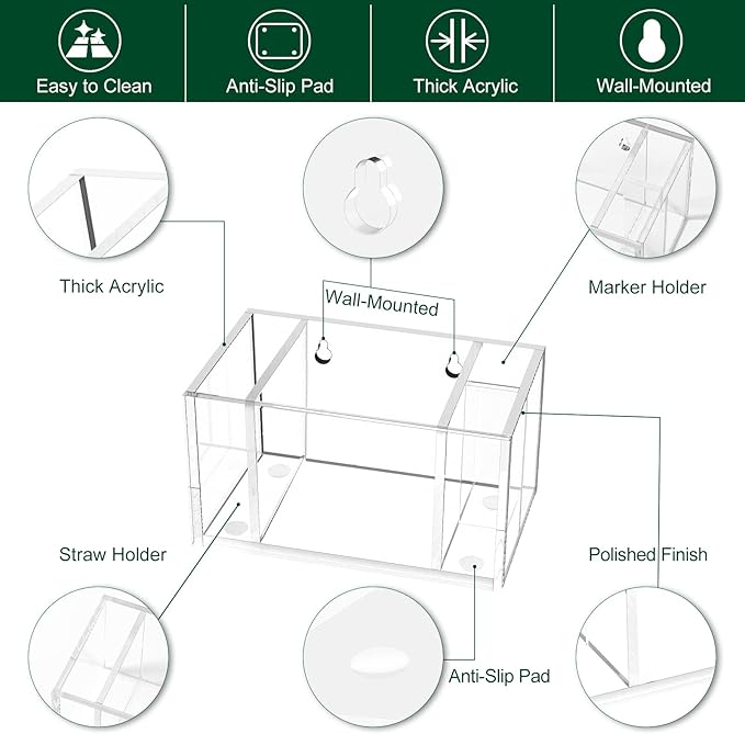 Cup Holder with Slot Mark Your Cup, Party Dispenser Acrylic Cup Organizer and Bar Counter Decor, Clear