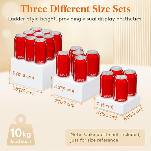 Lifewit 6 PCS Buffet Risers and Stands, Food Risers for Buffet Table, Catering Dessert Cake Holder for Party, Collectibles Jewelry Display Shelf, Nesting Cube Boxes, White, (6",7",7.8")