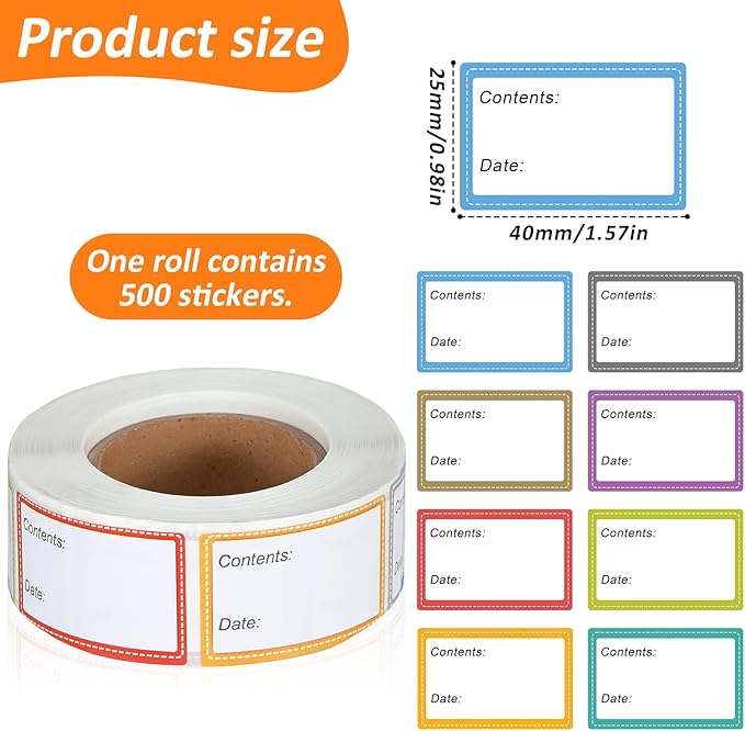 PEOVLVN Freezer Labels to Write On, Removable Freezer Tape 25x40mm Food Labels Stickers Waterproof Oil Resistant Date Label for Food Containers Jars Canning Storage Bins Kitchen Supplies(500PCS)