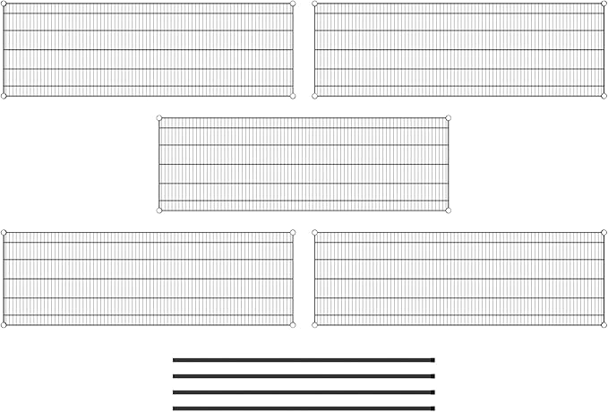 Commercial NSF Listed Black Epoxy Stationary Wire Shelving Kit 24" x 72" x 64", with 5 Shelves Perfect for Warehouse, Walk-in Refrigerator, Freezer, Grocery Store, Restaurant, Dishroom