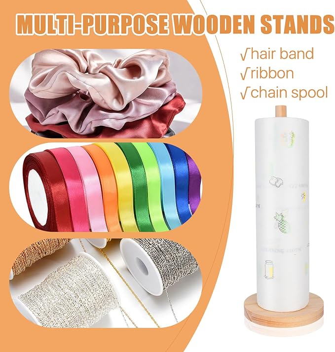 6 Pcs Wood Paper Towel Holder, Wooden Paper Towel Holder Countertop Standing Kitchen Roll Holder for Home Kitchen Bathroom Dining Table
