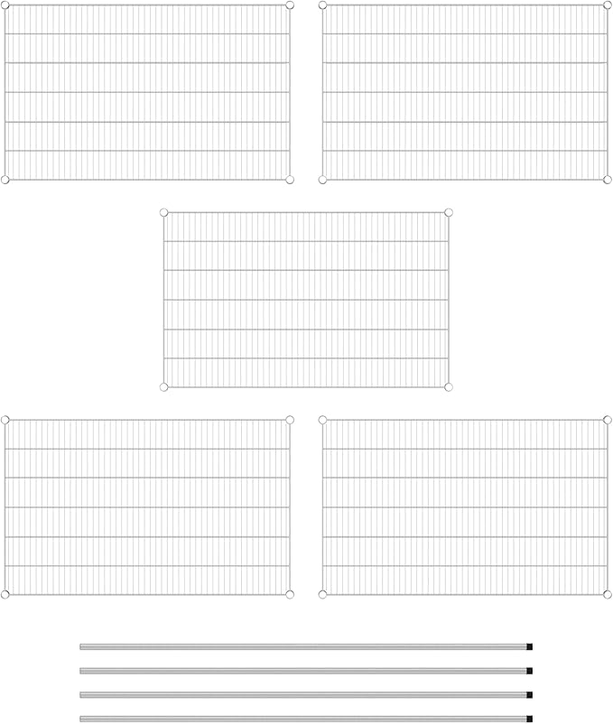 Commercial NSF Listed Chrome Stationary Wire Shelving Kit 30" x 48" x 74", with 5 Shelves Perfect for Warehouse, Walk-in Refrigerator, Freezer, Grocery Store, Restaurant, Dishroom