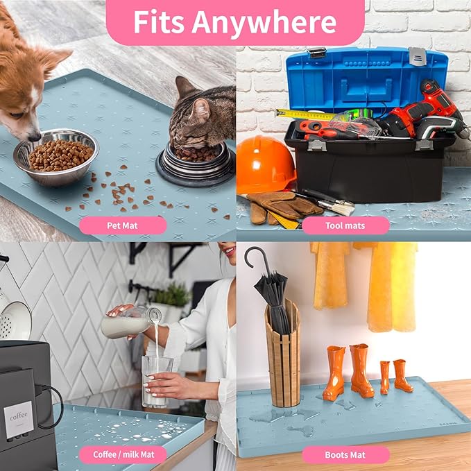 Sdpeia Under Sink Mat 34"×22" Waterproof Silicone Cabinet Liner & Sink Protector for Kitchen & Bathroom, Multi-Purpose Organizers Tray for Pets, Laundry, Cat Litter Mat